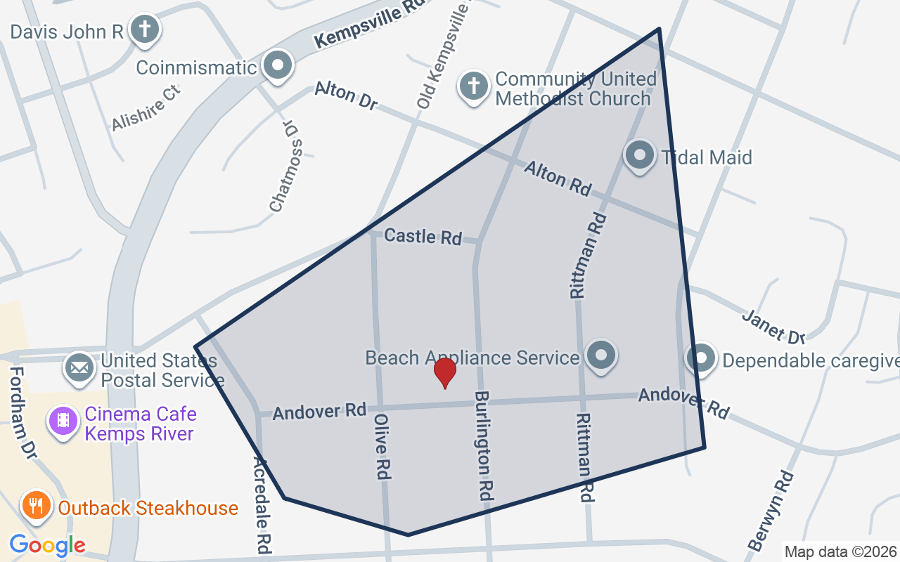 Map of Acredale with neighborhood boundary
