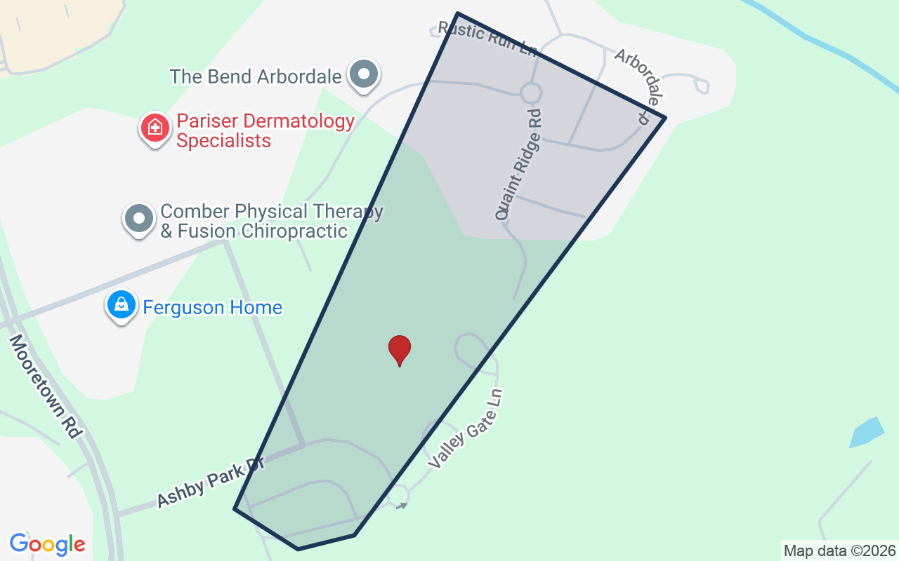 Map of Arbordale with neighborhood boundary