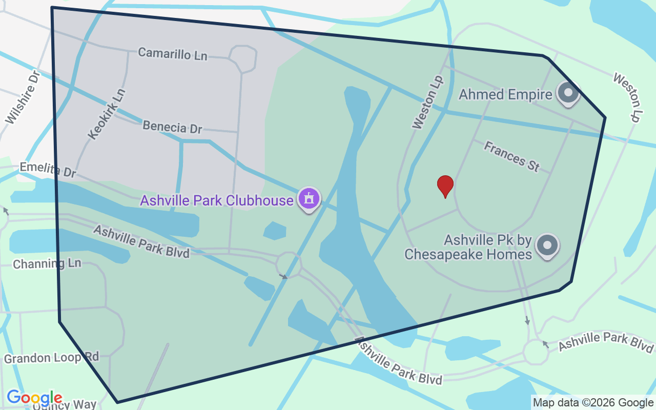 Map of Ashville Park with neighborhood boundary
