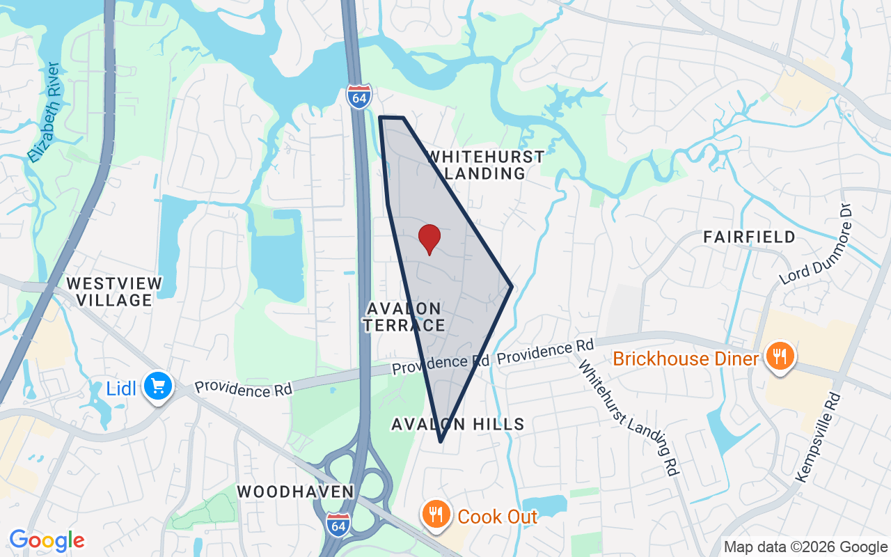 Map of Avalon with neighborhood boundary