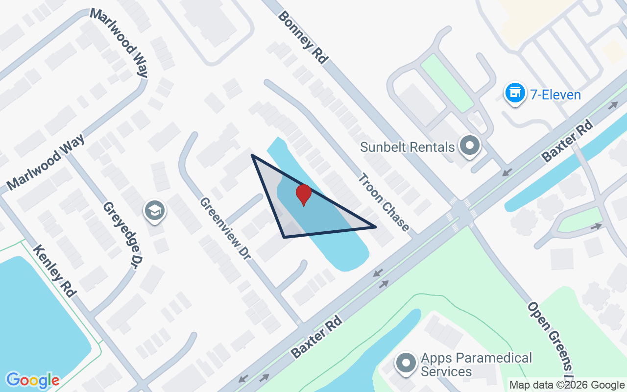 Map of Baxter Woods with neighborhood boundary