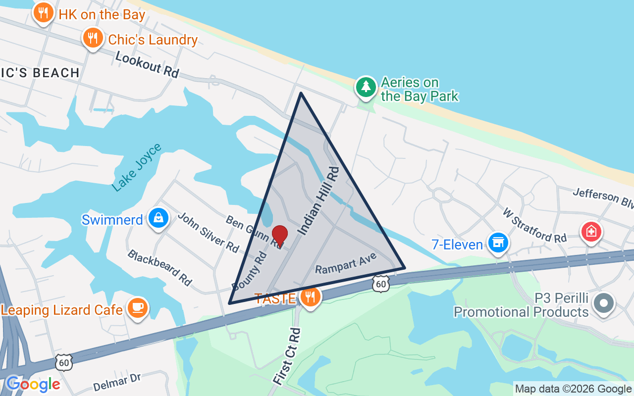 Map of Baylake Pines with neighborhood boundary