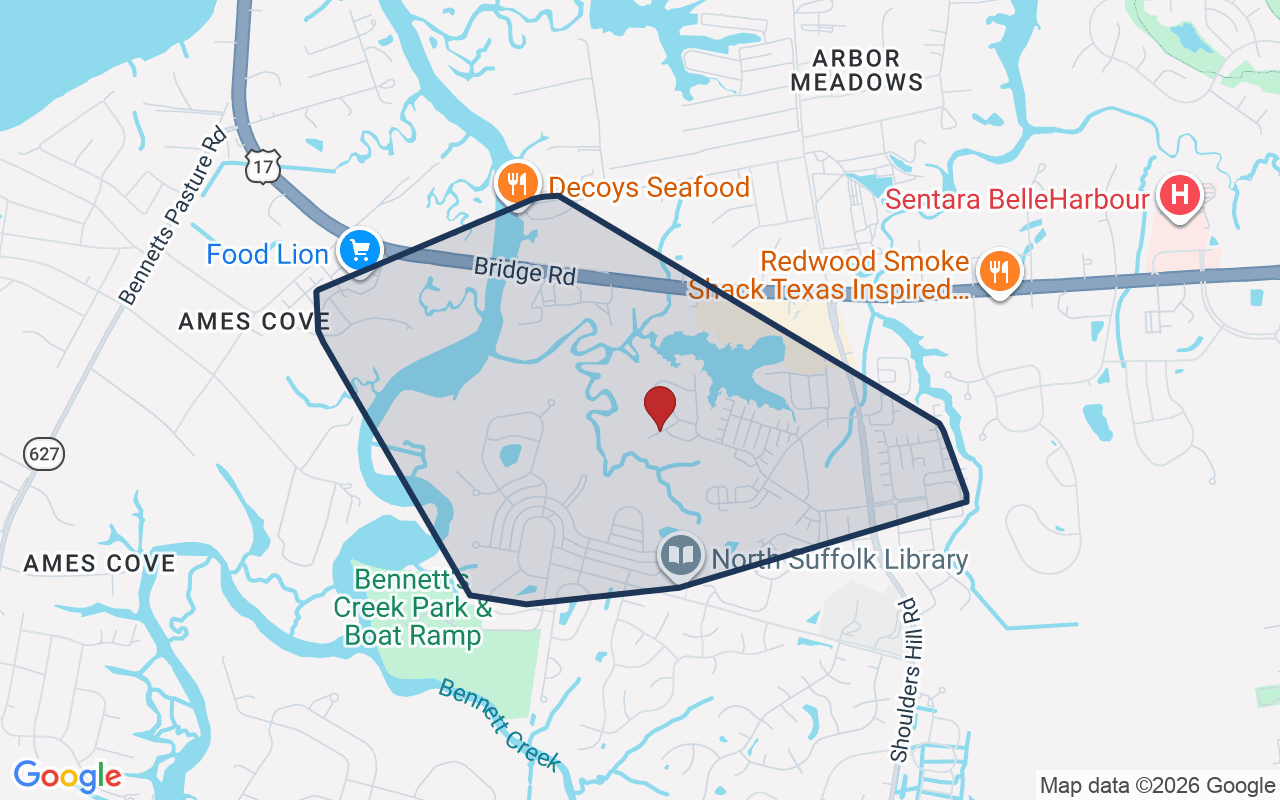 Map of Bennett's Creek with neighborhood boundary