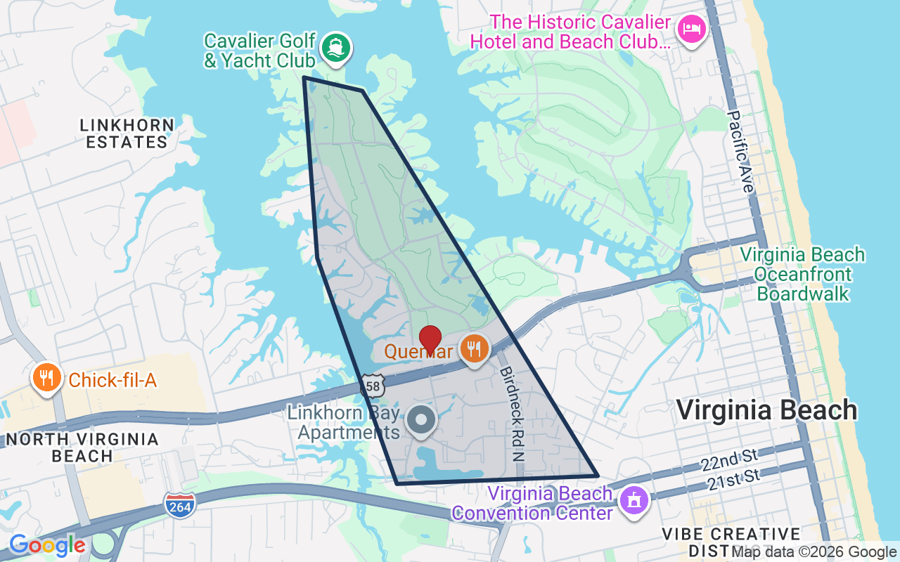 Map of Birdneck with neighborhood boundary