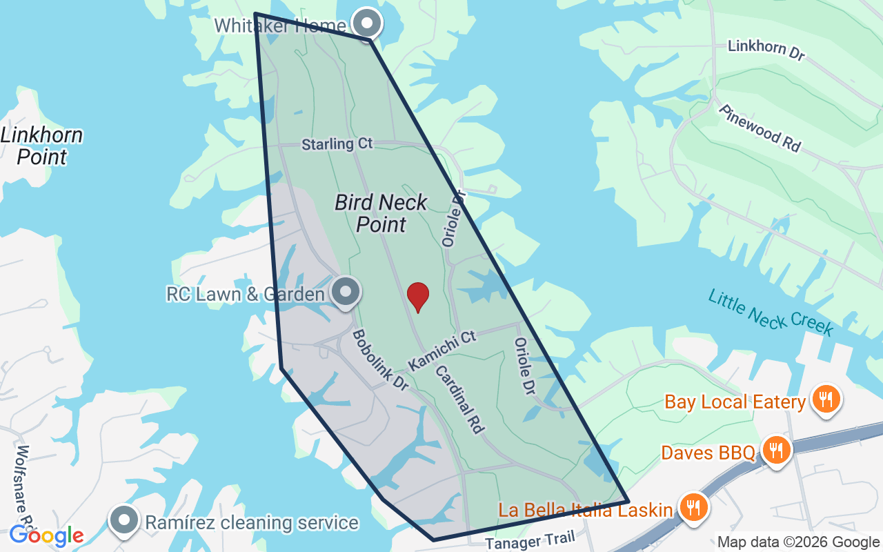 Map of Birdneck Point with neighborhood boundary