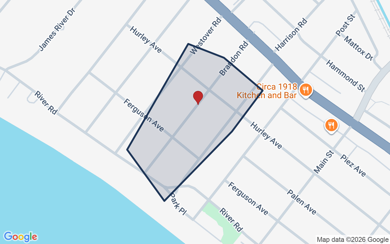 Map of Brandon Heights with neighborhood boundary