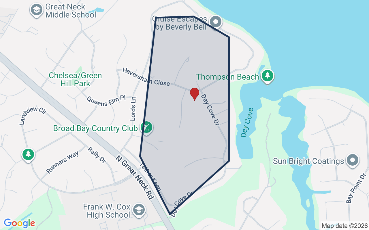 Map of Broad Bay Point Greens with neighborhood boundary