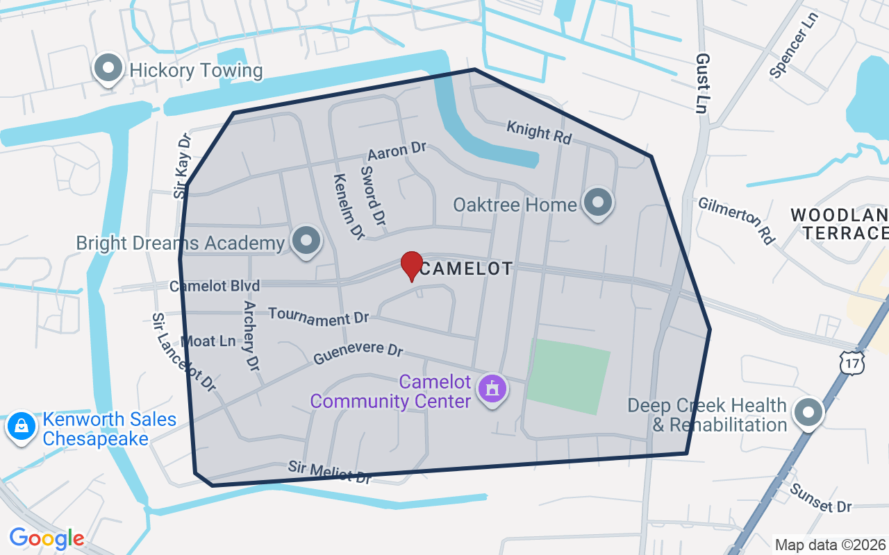 Map of Camelot with neighborhood boundary