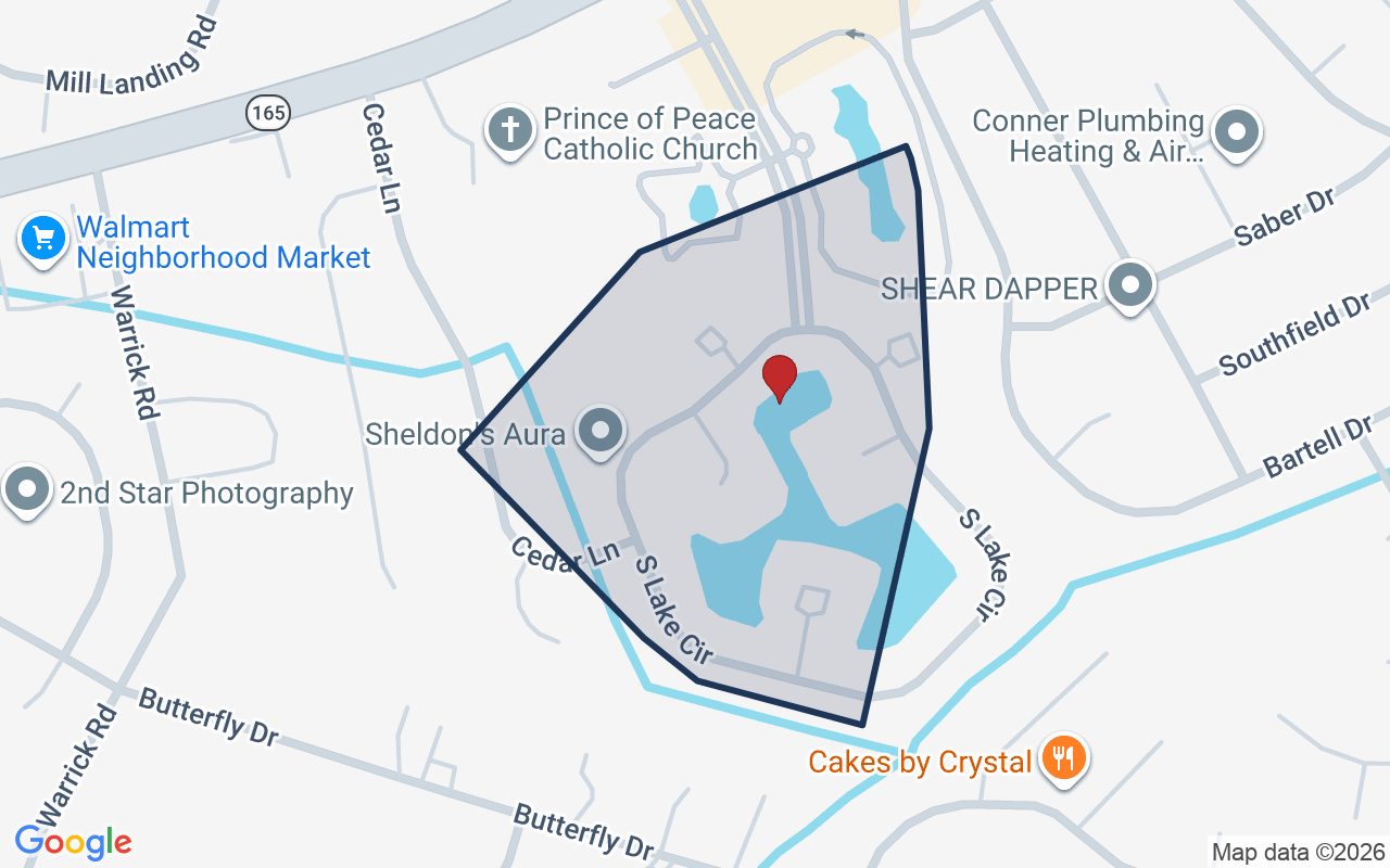 Map of Cedar Lakes with neighborhood boundary