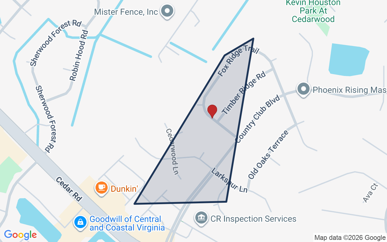 Map of Cedarwood with neighborhood boundary