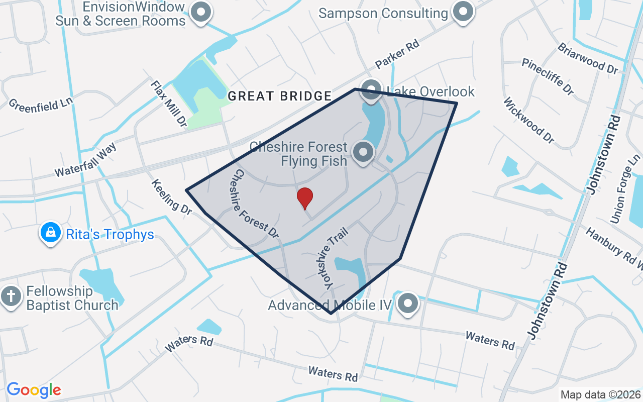 Map of Cheshire Forest with neighborhood boundary