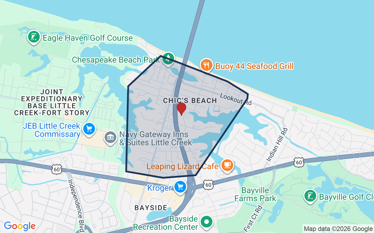 Map of Chic's Beach with neighborhood boundary