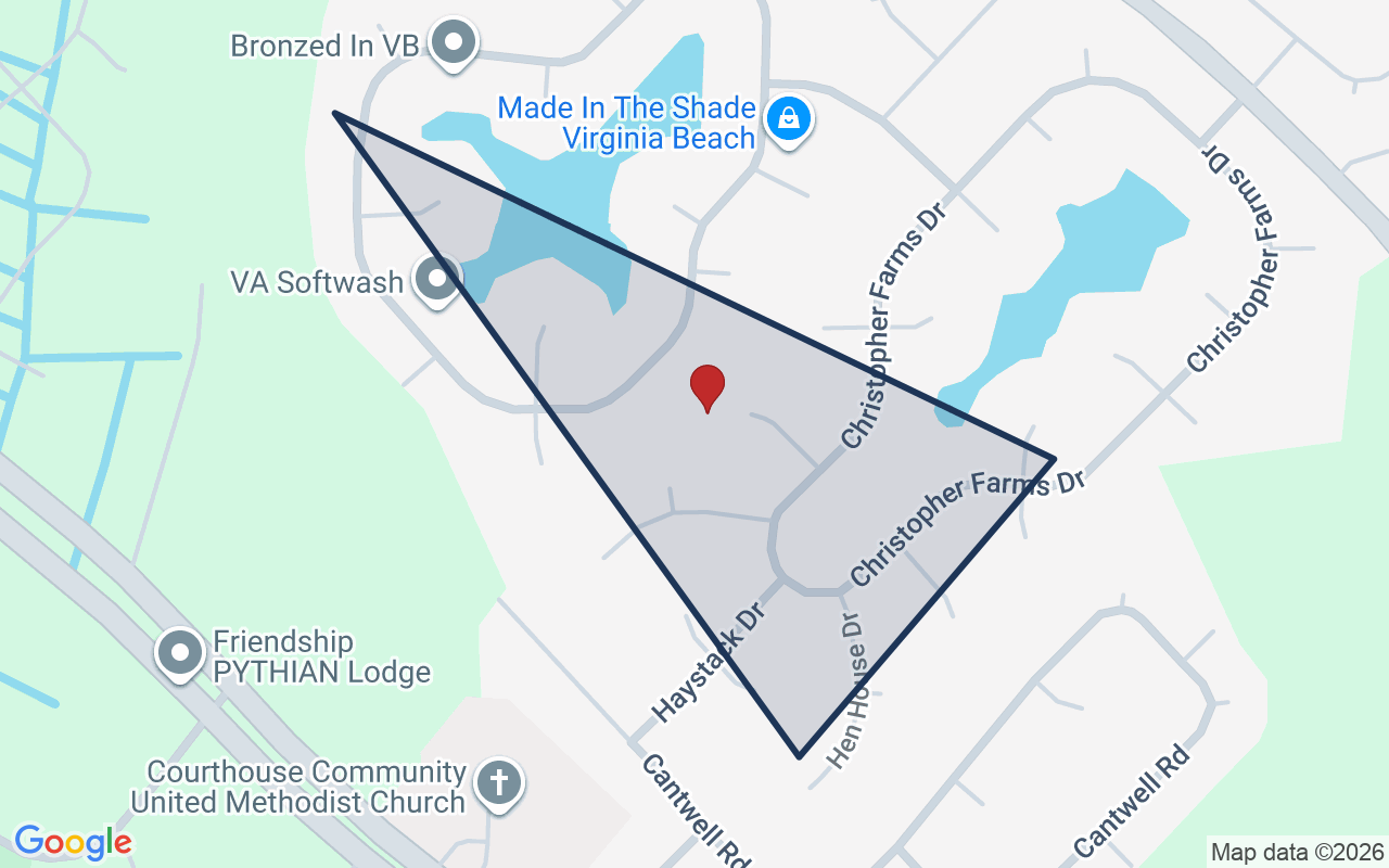 Map of Christopher Farms with neighborhood boundary