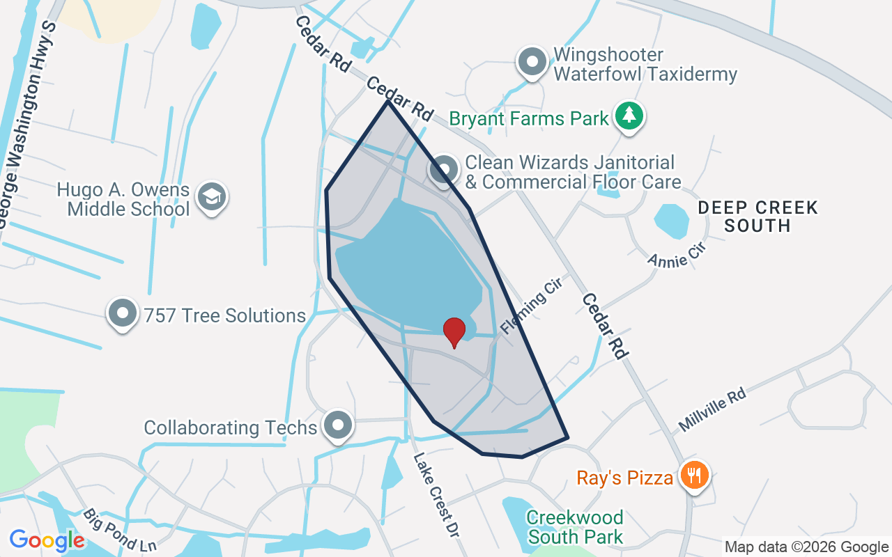 Map of Creekwood with neighborhood boundary