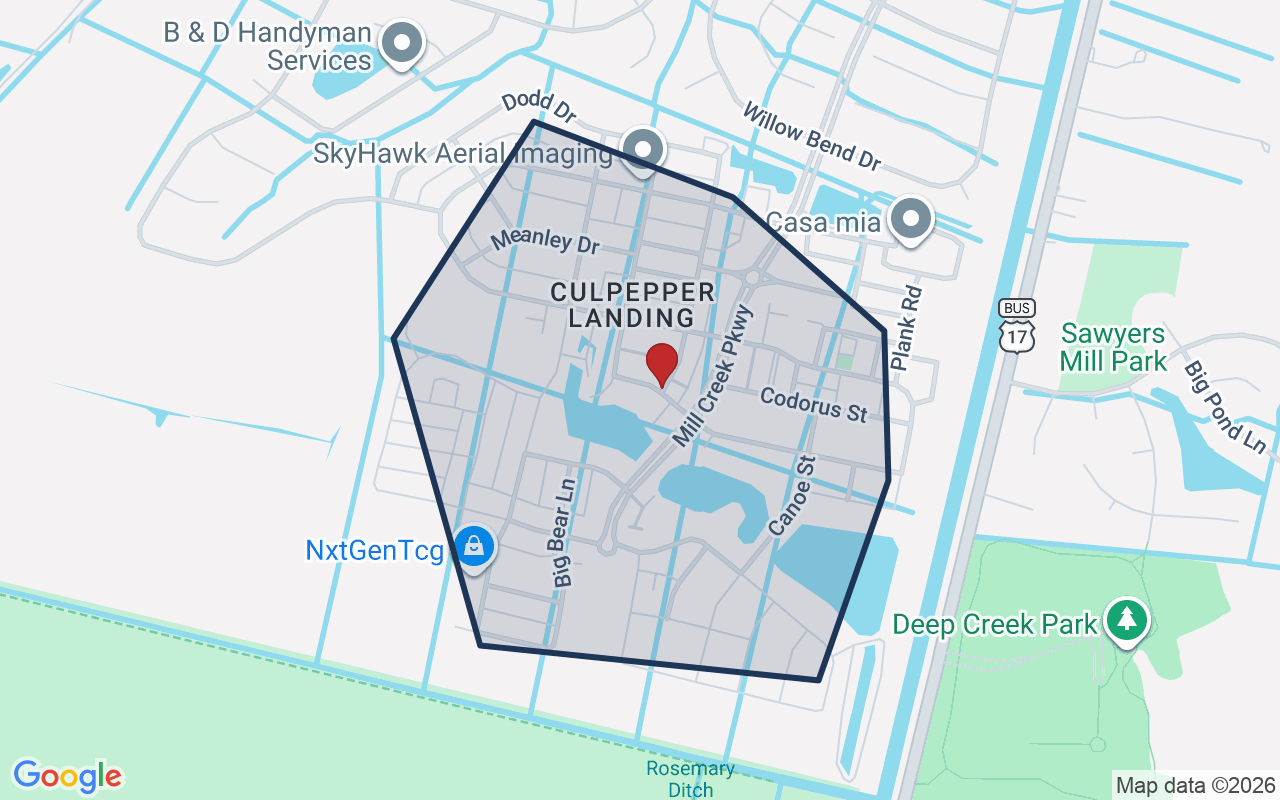 Map of Culpepper Landing with neighborhood boundary