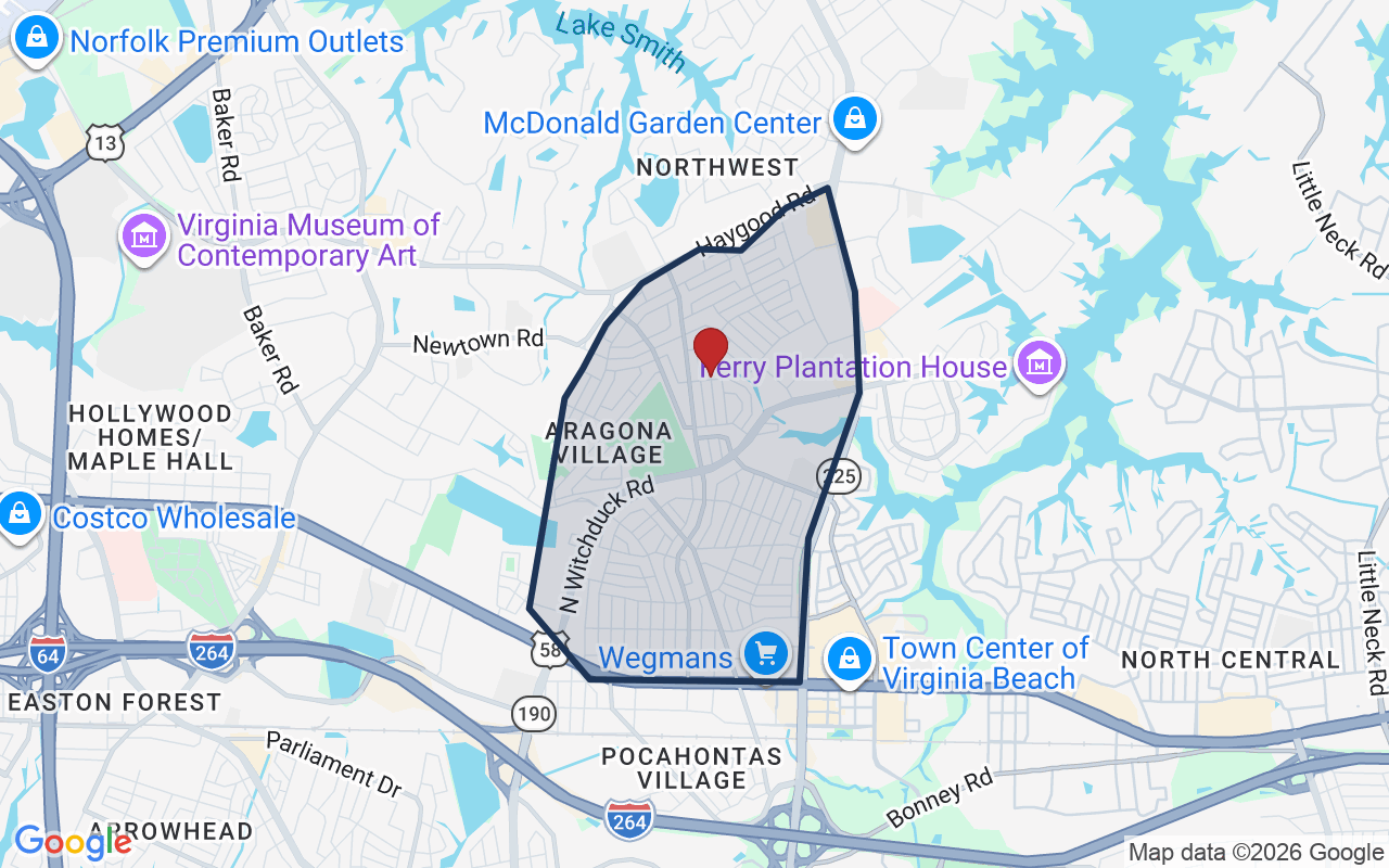 Map of Aragona Village with neighborhood boundary