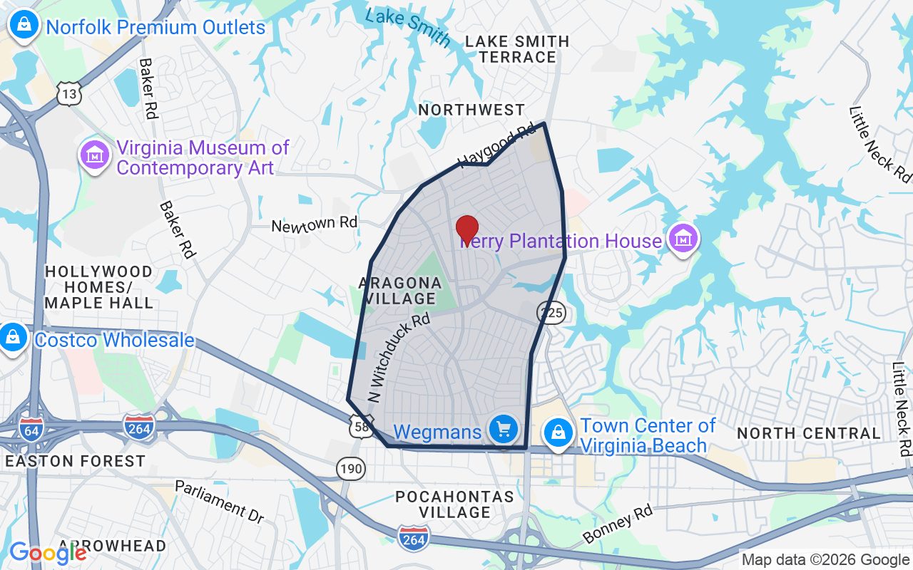 Map of Aragona Village with neighborhood boundary