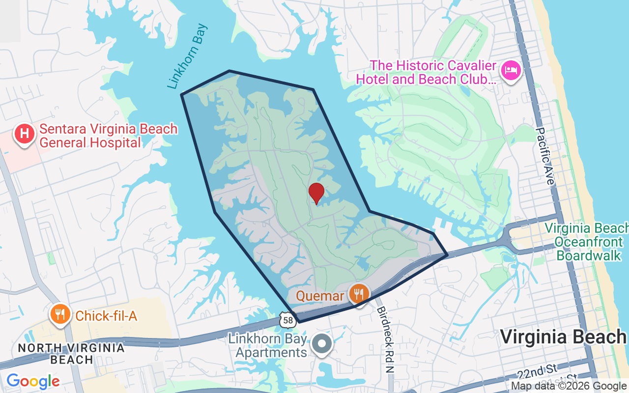 Map of Birdneck Point with neighborhood boundary