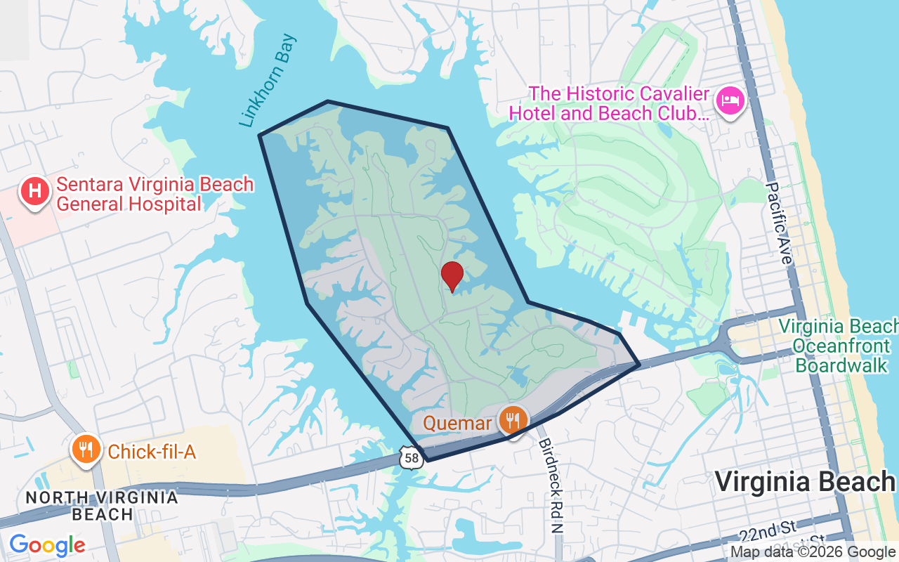 Map of Birdneck Point with neighborhood boundary