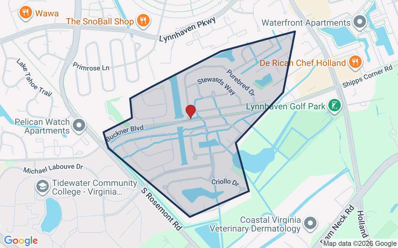 Map of Buckner Farm with neighborhood boundary
