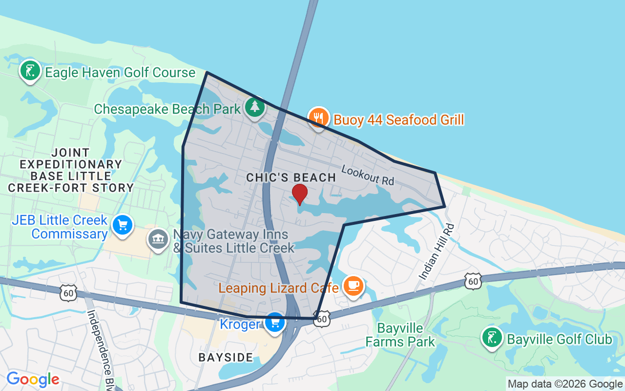 Map of Chic's Beach with neighborhood boundary