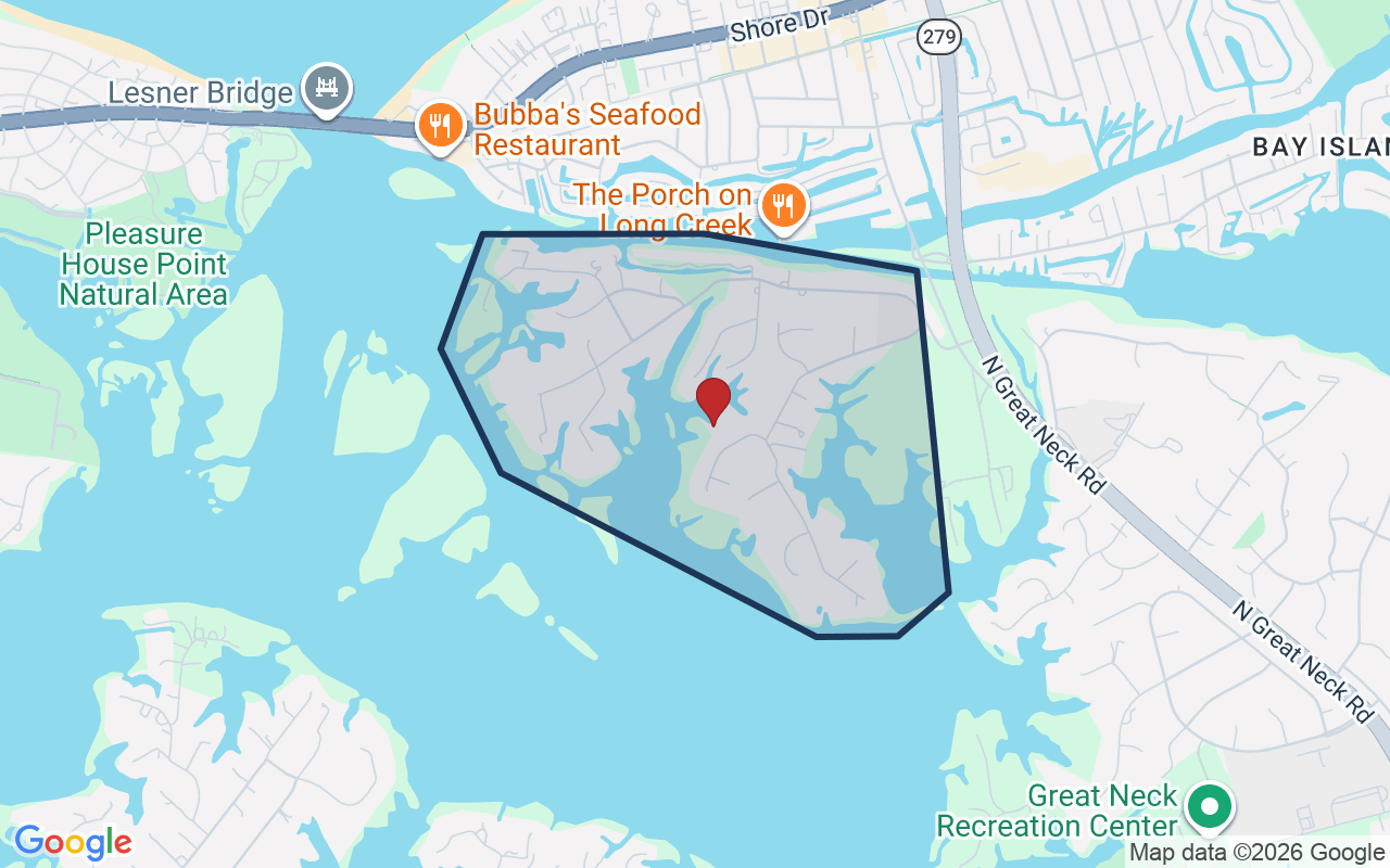 Map of Great Neck Point with neighborhood boundary
