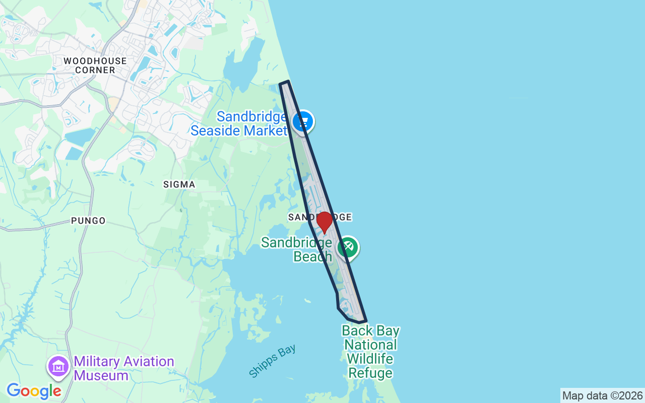 Map of Sandbridge with neighborhood boundary