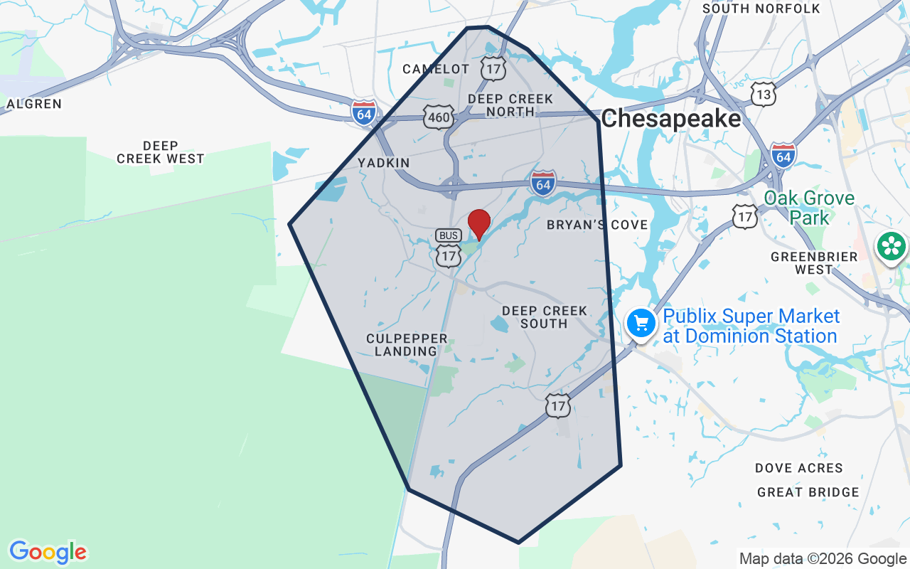 Map of Deep Creek with neighborhood boundary