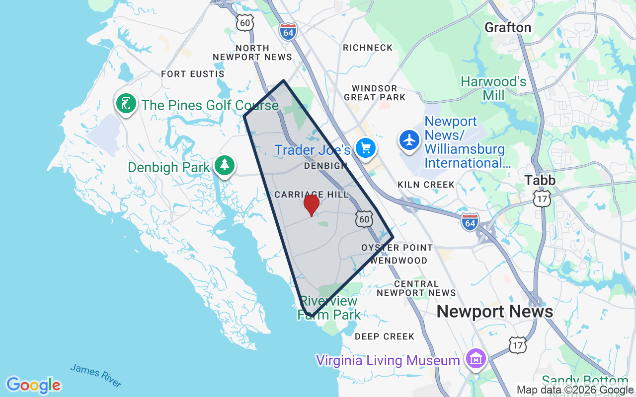 Map of Denbigh with neighborhood boundary