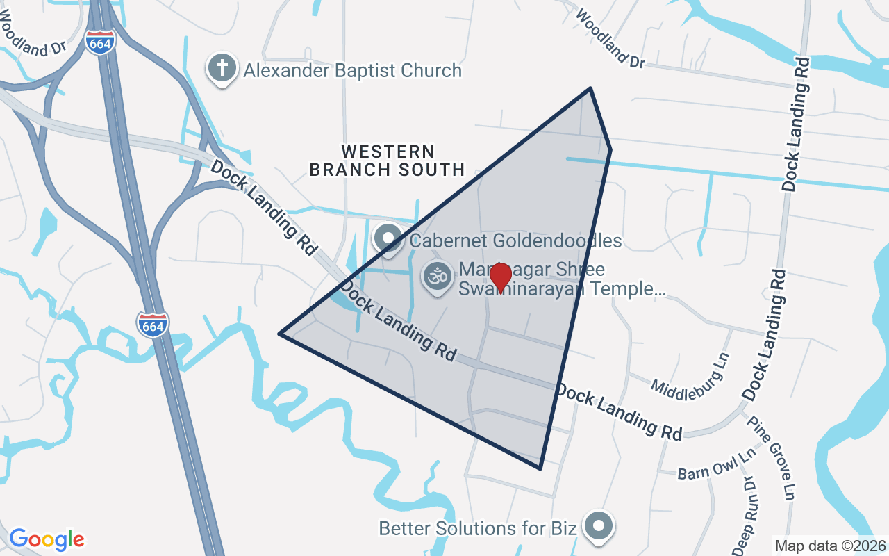 Map of Dock Landing with neighborhood boundary