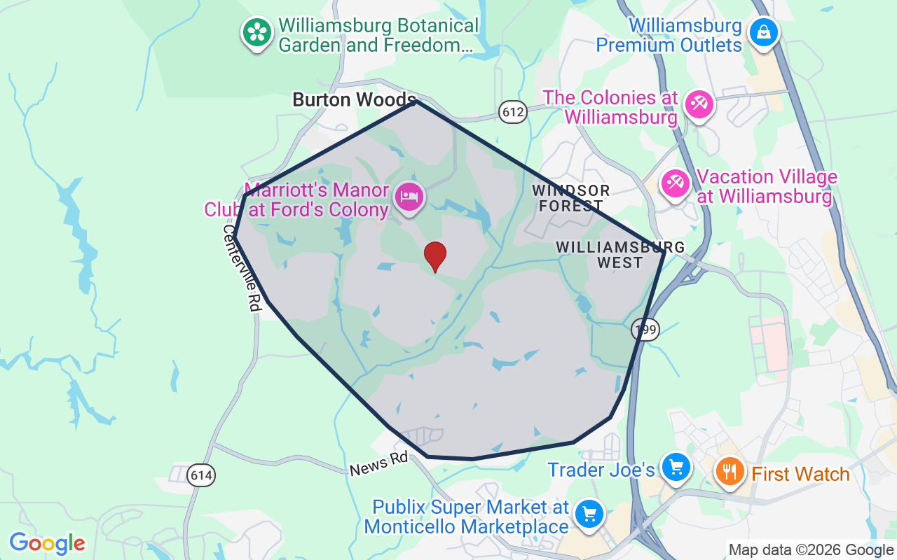 Map of Fords Colony with neighborhood boundary