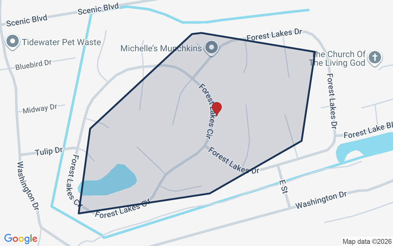 Map of Forest Lakes with neighborhood boundary