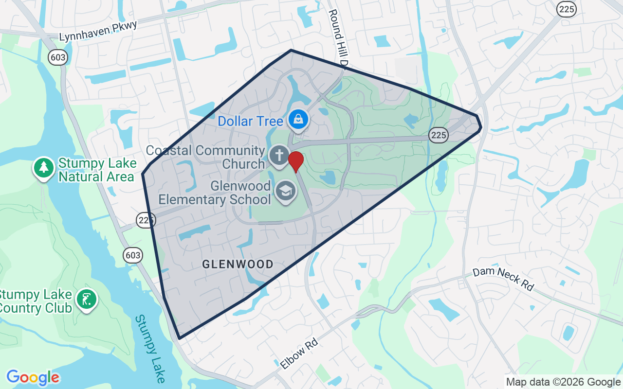 Map of Glenwood with neighborhood boundary