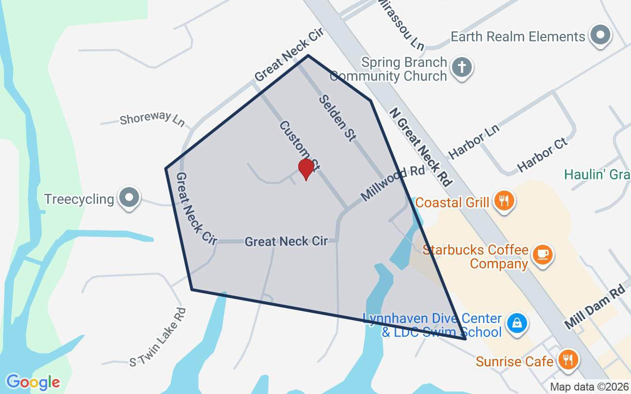 Map of Great Neck Estates with neighborhood boundary