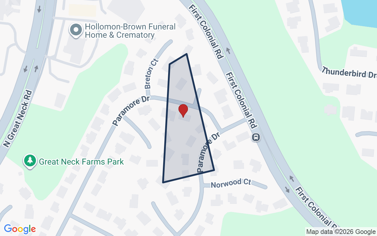 Map of Great Neck Farms with neighborhood boundary