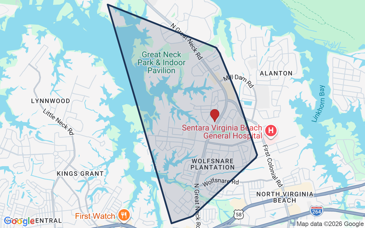 Map of Great Neck with neighborhood boundary