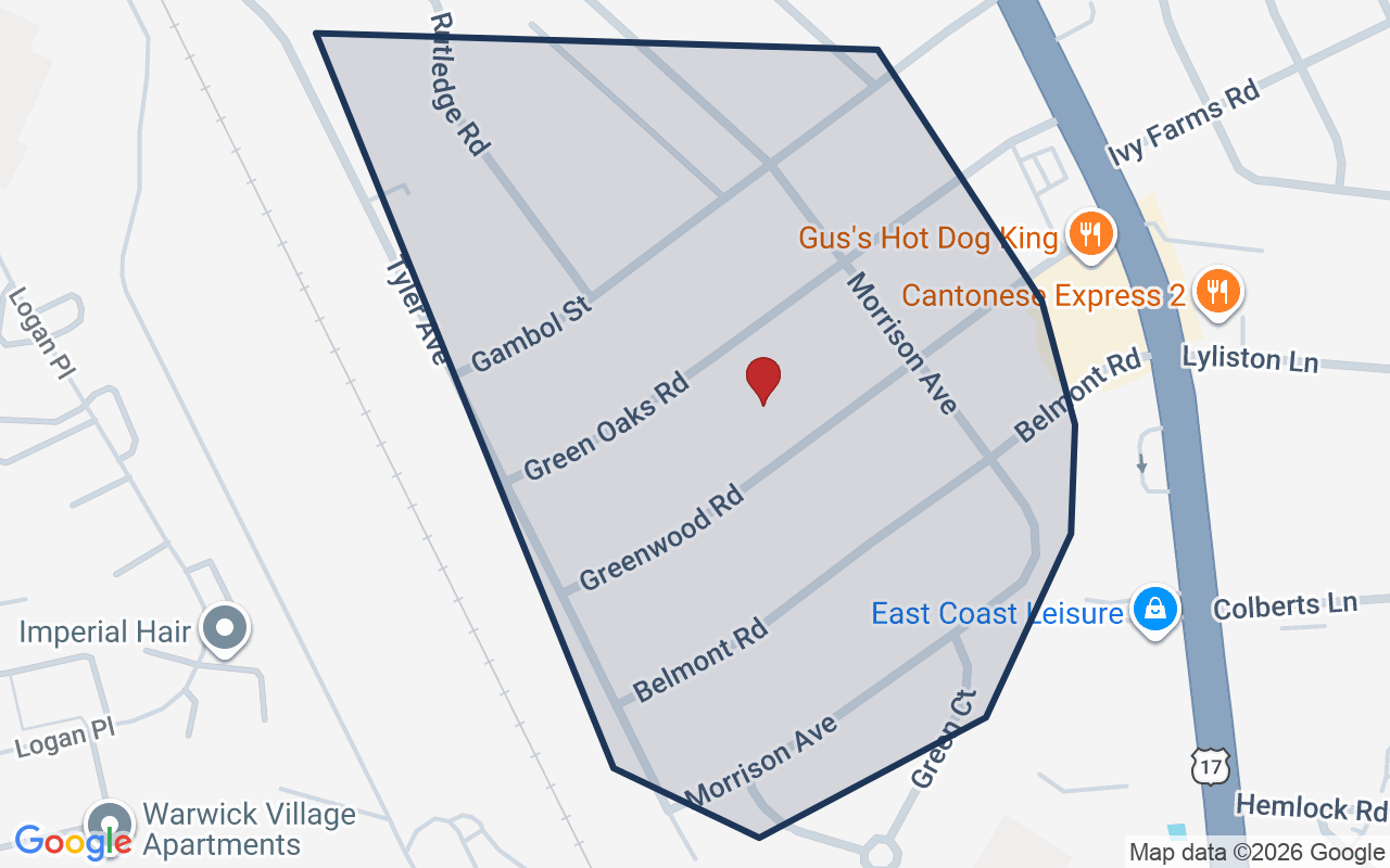 Map of Green Oaks with neighborhood boundary