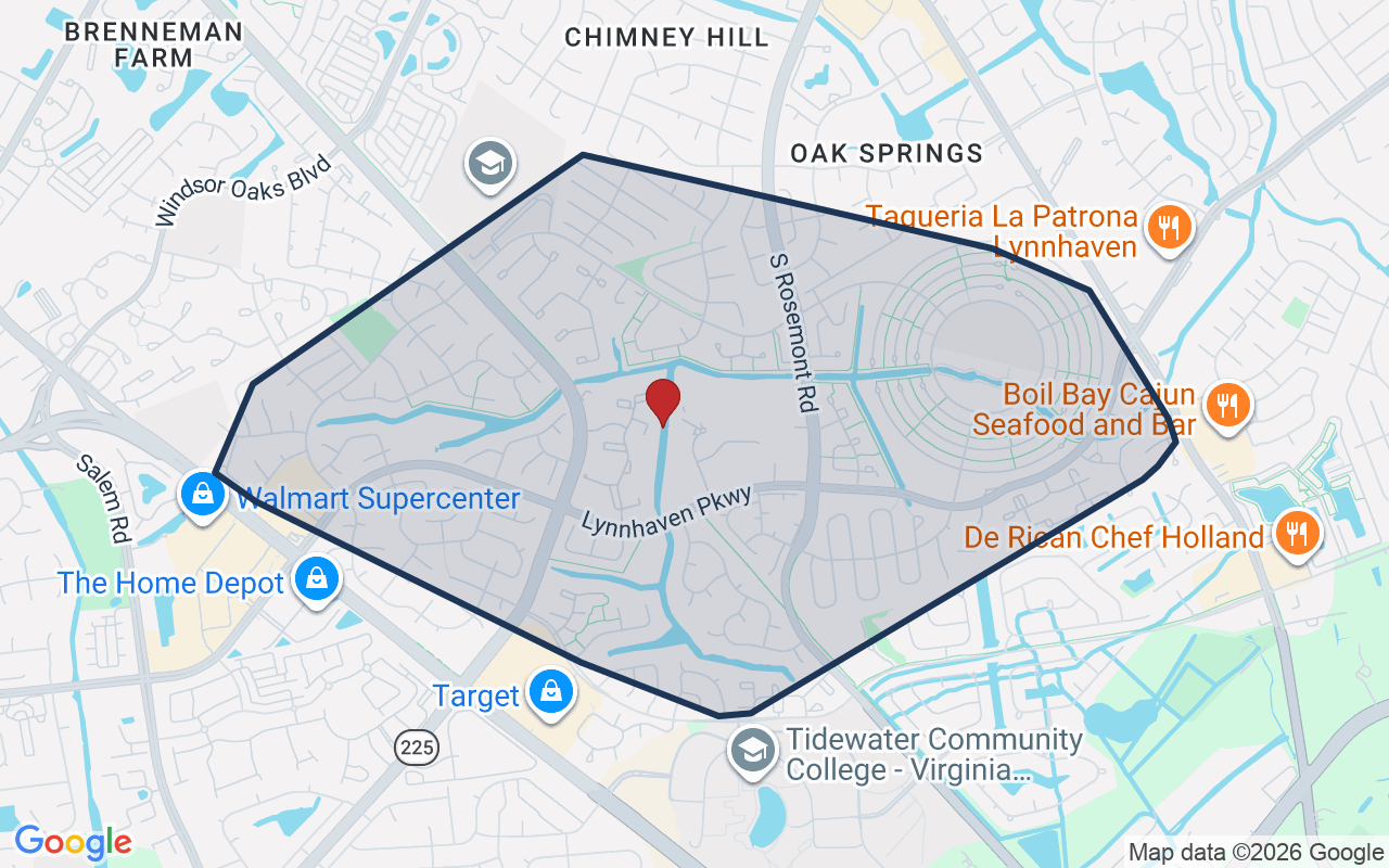 Map of Green Run with neighborhood boundary