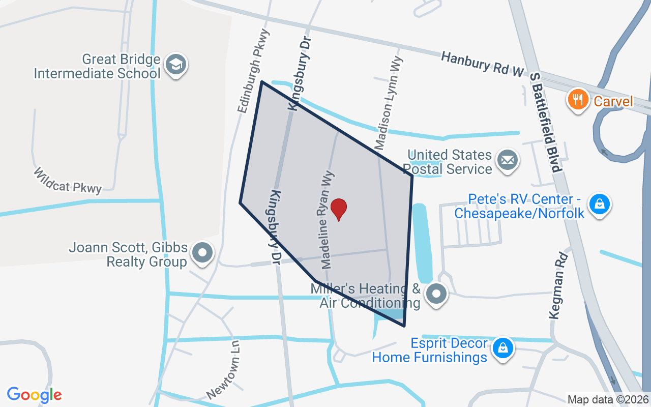 Map of Hanbury with neighborhood boundary