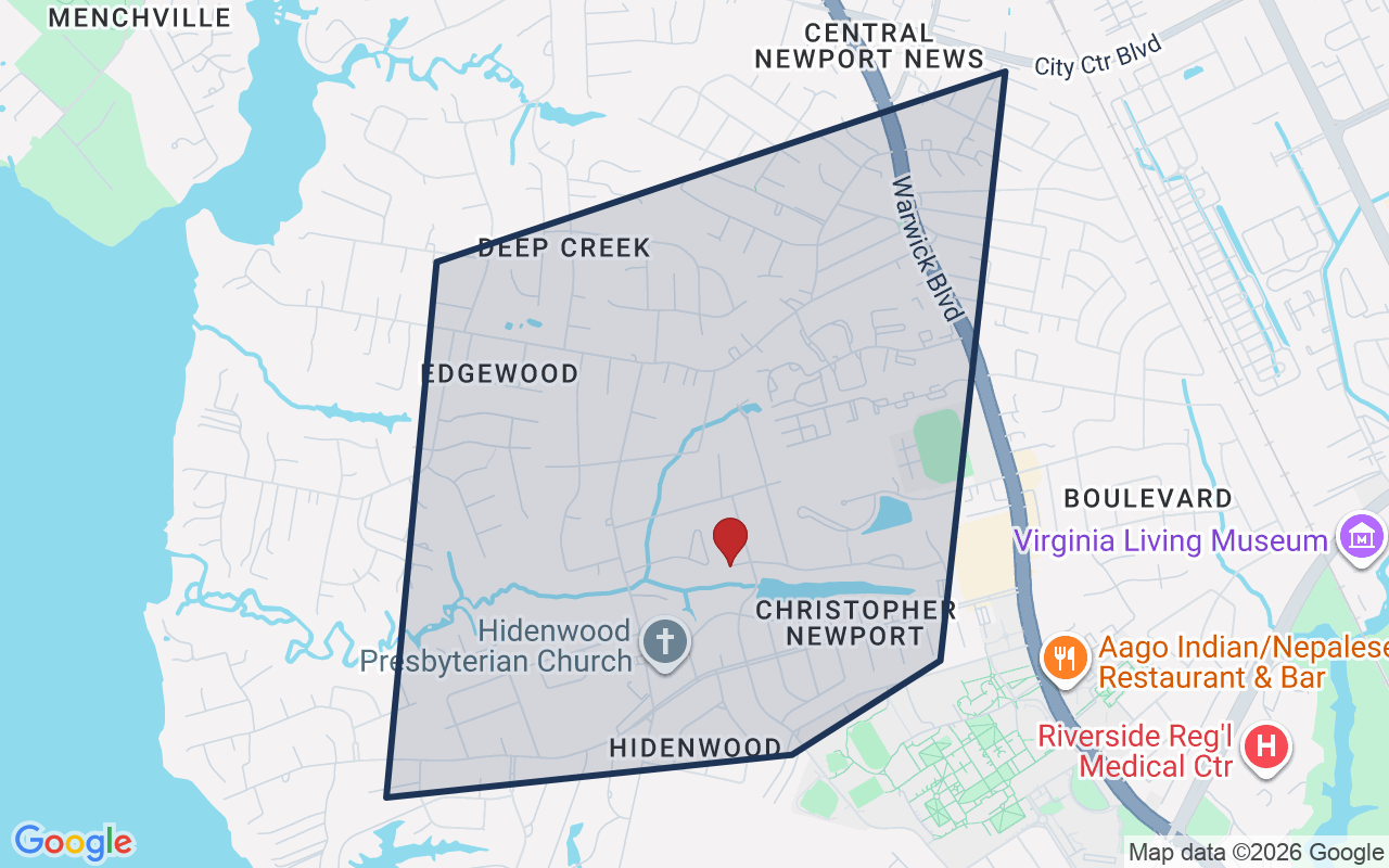 Map of Hidenwood with neighborhood boundary