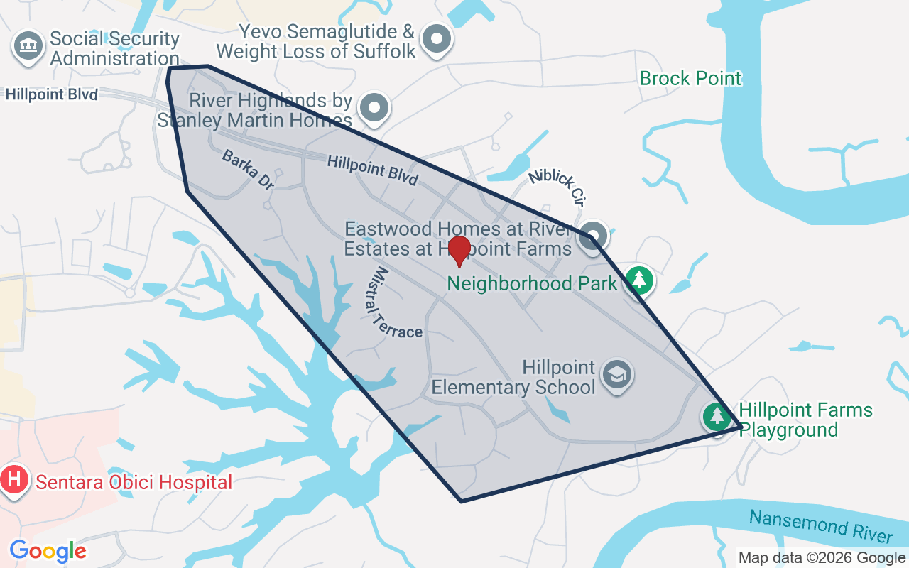 Map of Hillpoint with neighborhood boundary