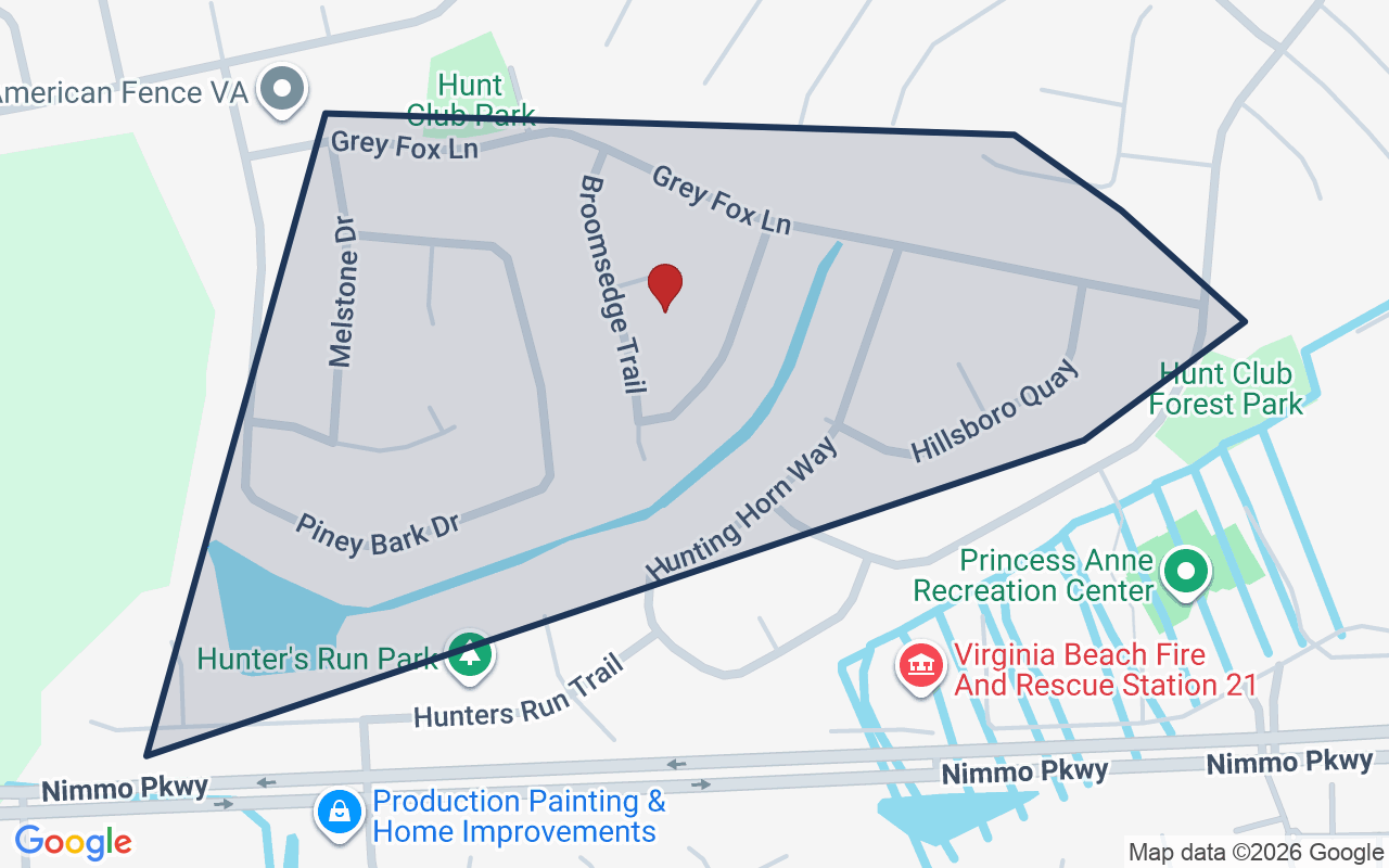 Map of Hunt Club with neighborhood boundary