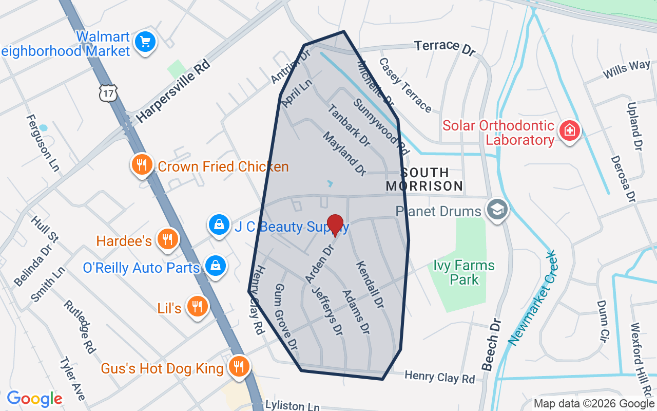 Map of Ivy Farms with neighborhood boundary