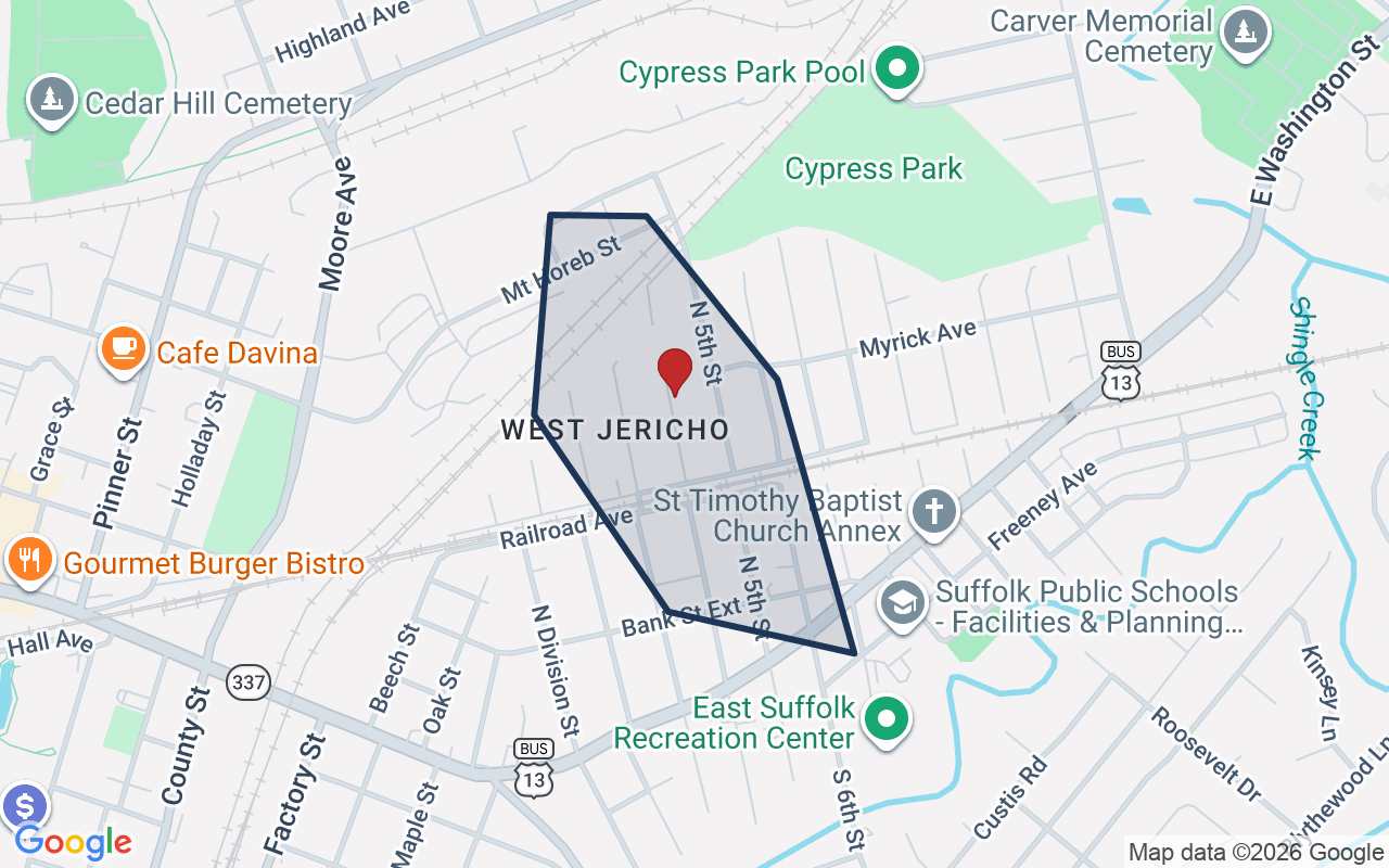Map of Jerico with neighborhood boundary