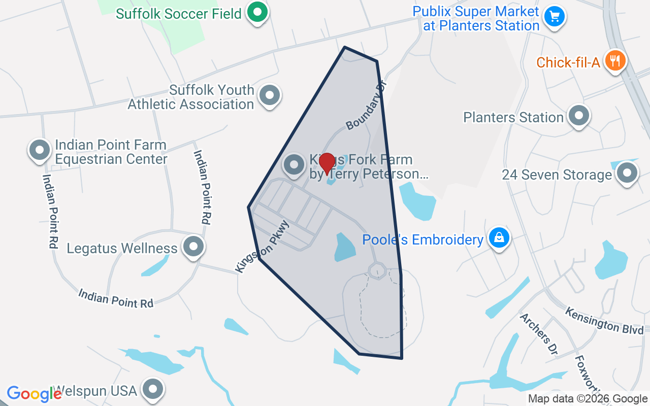 Map of Kings Fork with neighborhood boundary