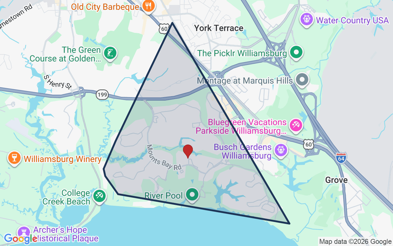 Map of Kingsmill with neighborhood boundary