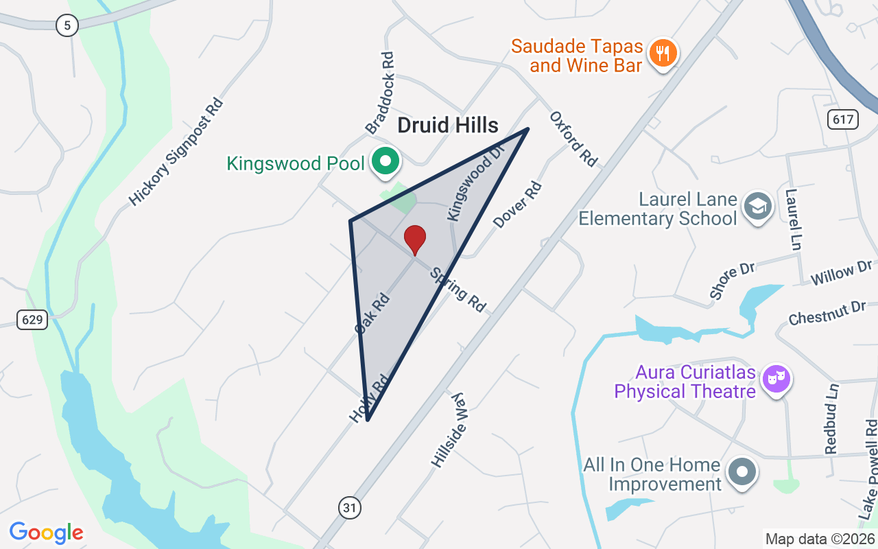 Map of Kingswood with neighborhood boundary