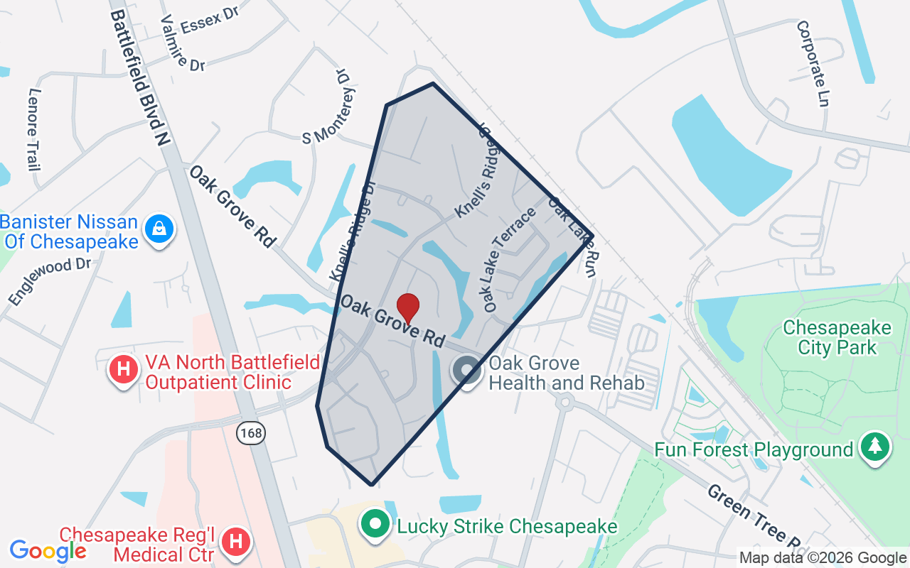 Map of Knells Ridge with neighborhood boundary