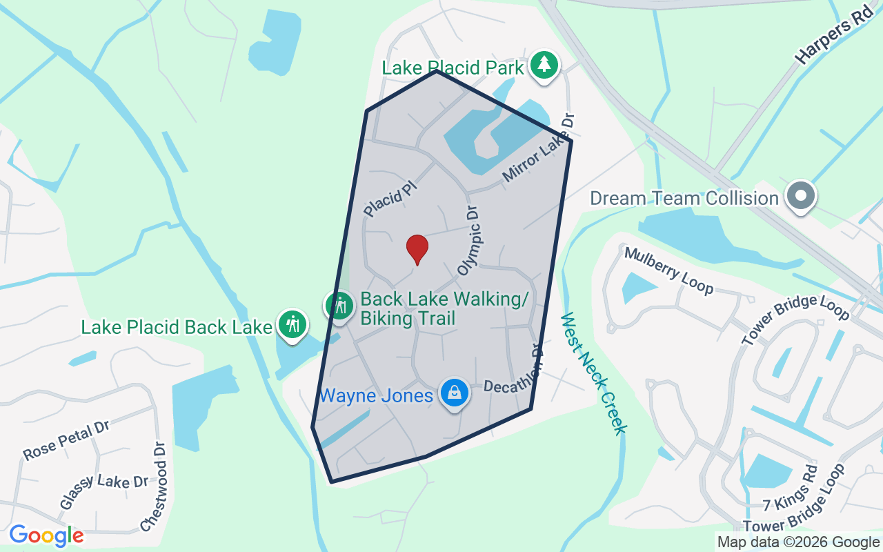 Map of Lake Placid with neighborhood boundary