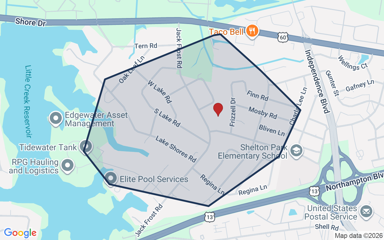 Map of Lake Shores with neighborhood boundary